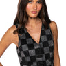 Front View Pop Star Checkered Rhinestone Vest