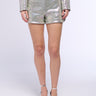 Front View Pop Star Hot Fix Rhinestone Short In Silver