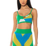 Front View Poppy Multicolor Knit Cropped Top