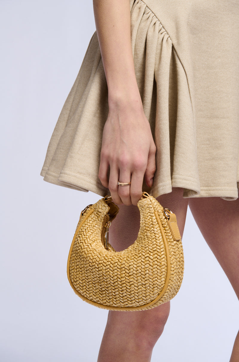 Front View Poppy Raffia Mini Bag