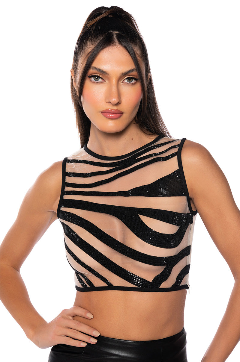 Front View Popstar Sleeveless See Through Top