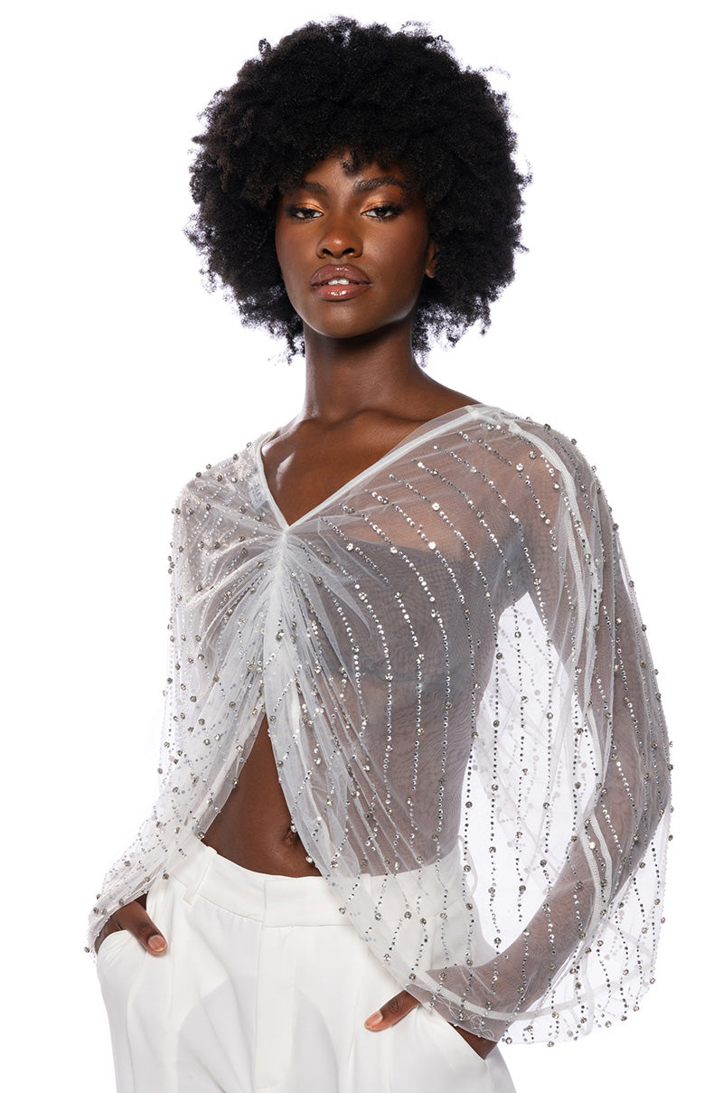 PRETTY AND SIMPLE SHEER EMBELLISHED TOP view 0