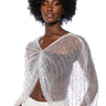 Front View Posh Posse Sheer Embellished Top