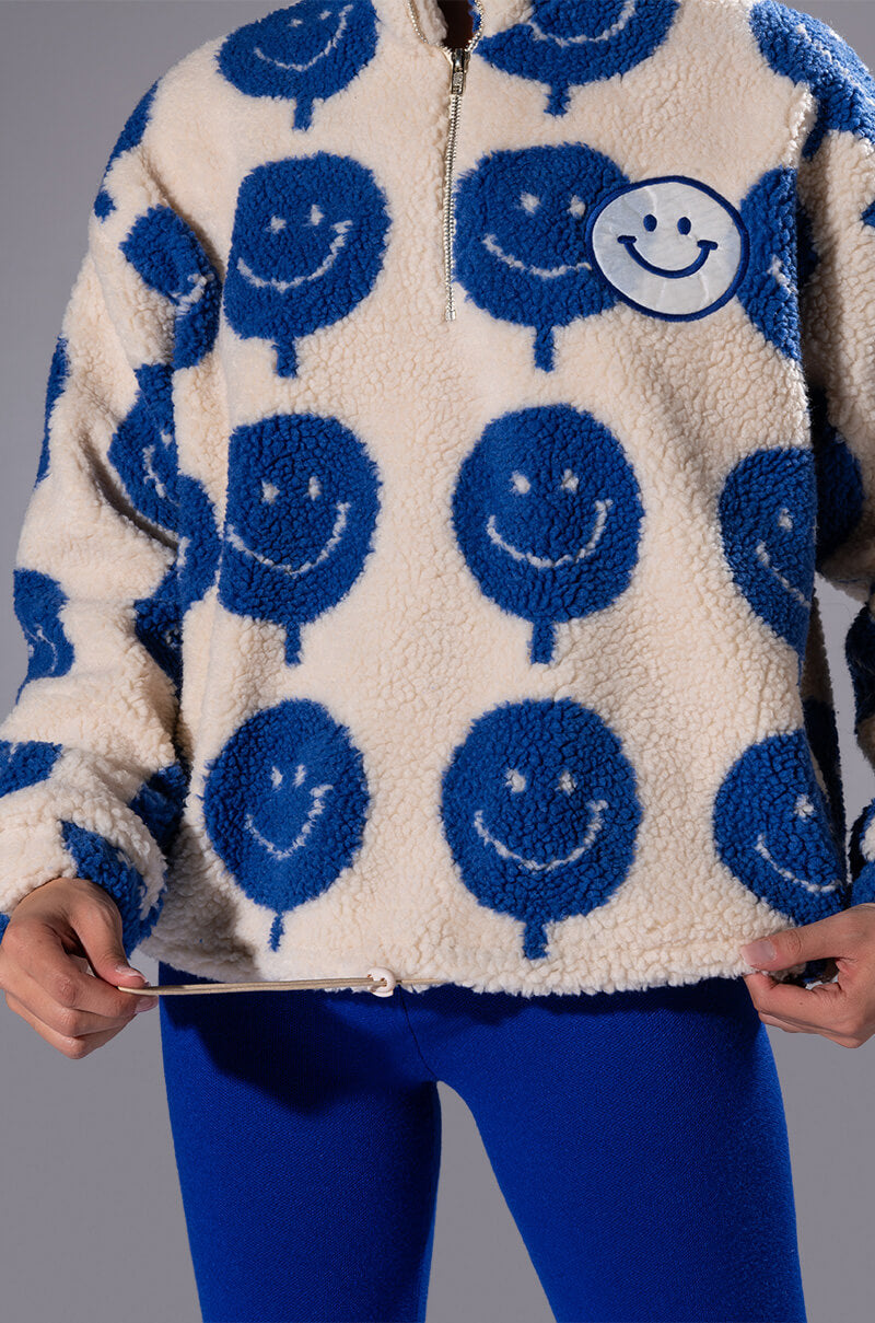 Full View Positive Vibes Happy Face Zip Up Sweatshirt 4