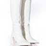 Front View Posted White Knee High Western Boot