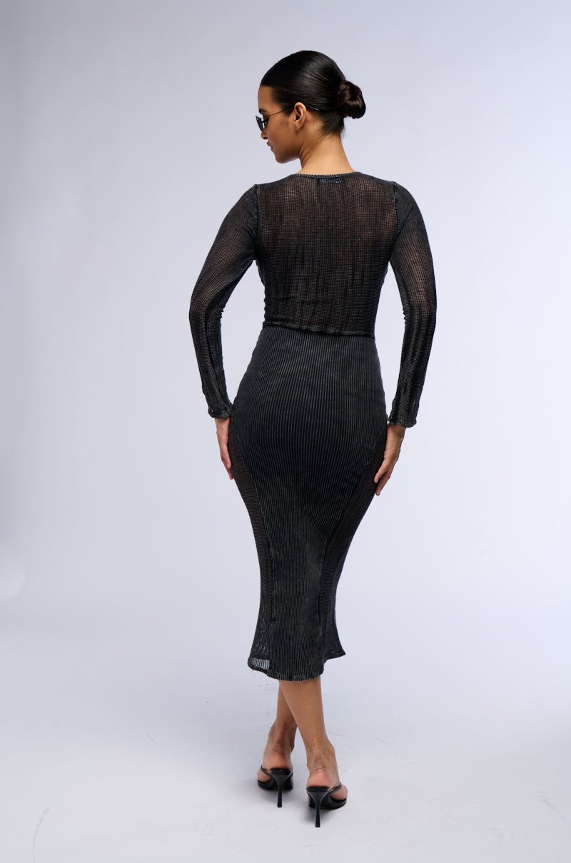 Detail View Poster Girl Mesh Cutout Midi Dress