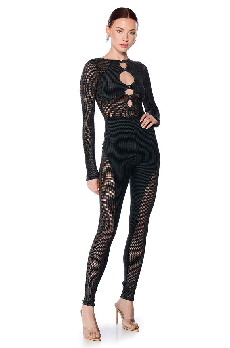 ARCHETYPE MESH KNIT CUTOUT JUMPSUIT view 0