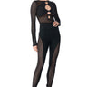 Front View Poster Girl Mesh Knit Cutout Jumpsuit