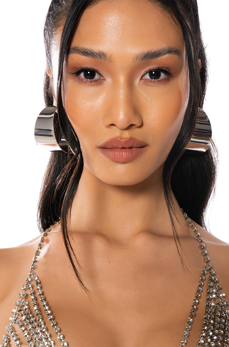 Front View Power Trip Statement Hoop Earrings