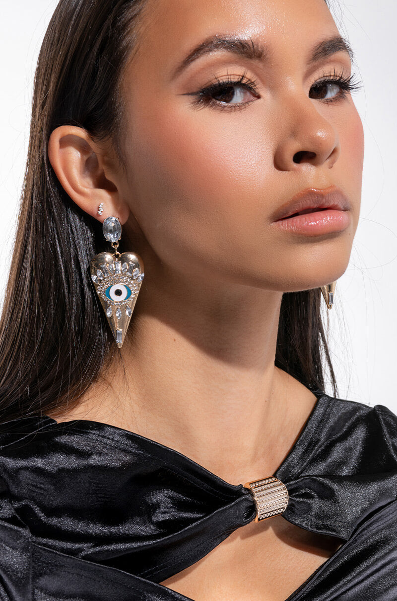 Front View Precious Rhinestone Statement Earring