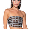 Front View Premier Rhinestone Mesh Panel Bustier