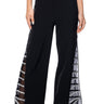 Front View Premier Rhinestone Mesh Panel Wide Leg Pant