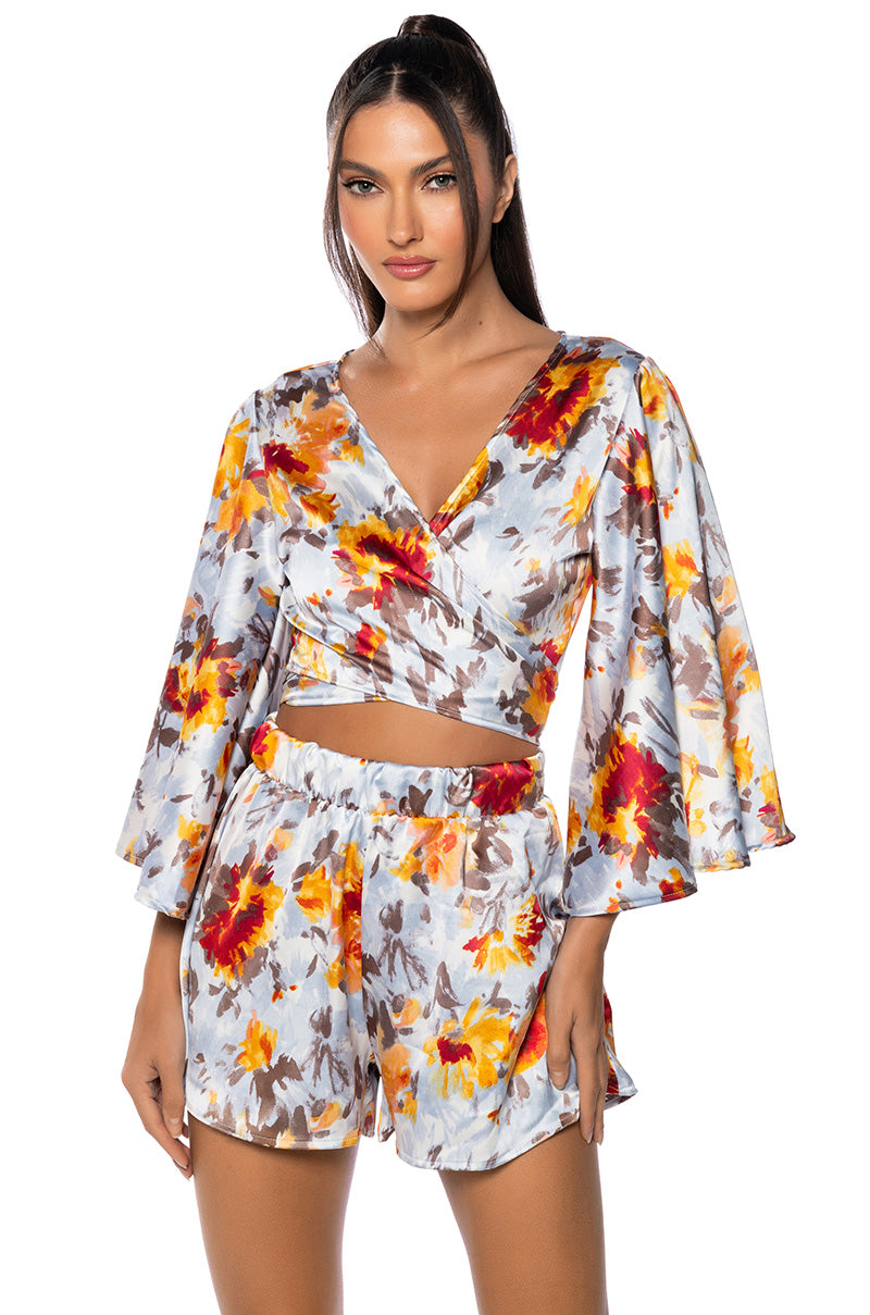 Front View Prettiest Problem Blouse And Short Set