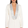 Front View Prettiest Problem Embellished Deep V Blazer Mini Dress