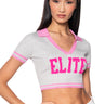 Front View Pretty Elite Cropped Knit Polo