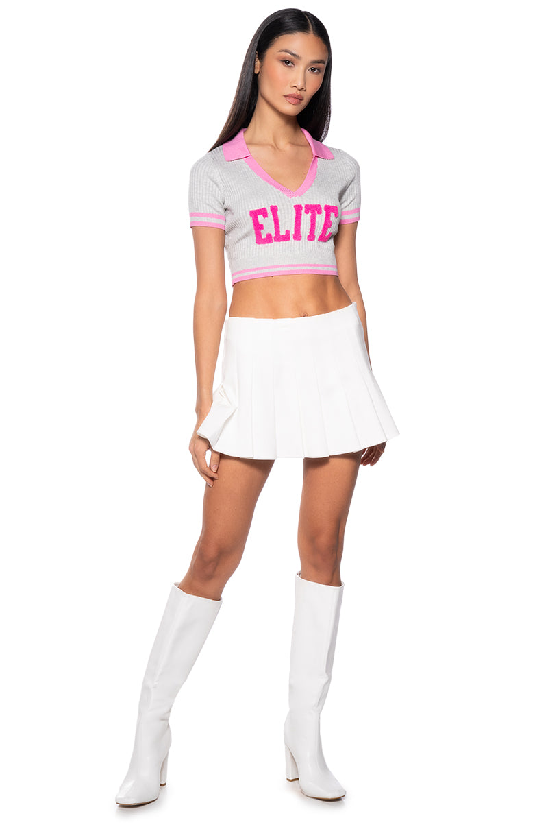 Side View Pretty Elite Cropped Knit Polo 1