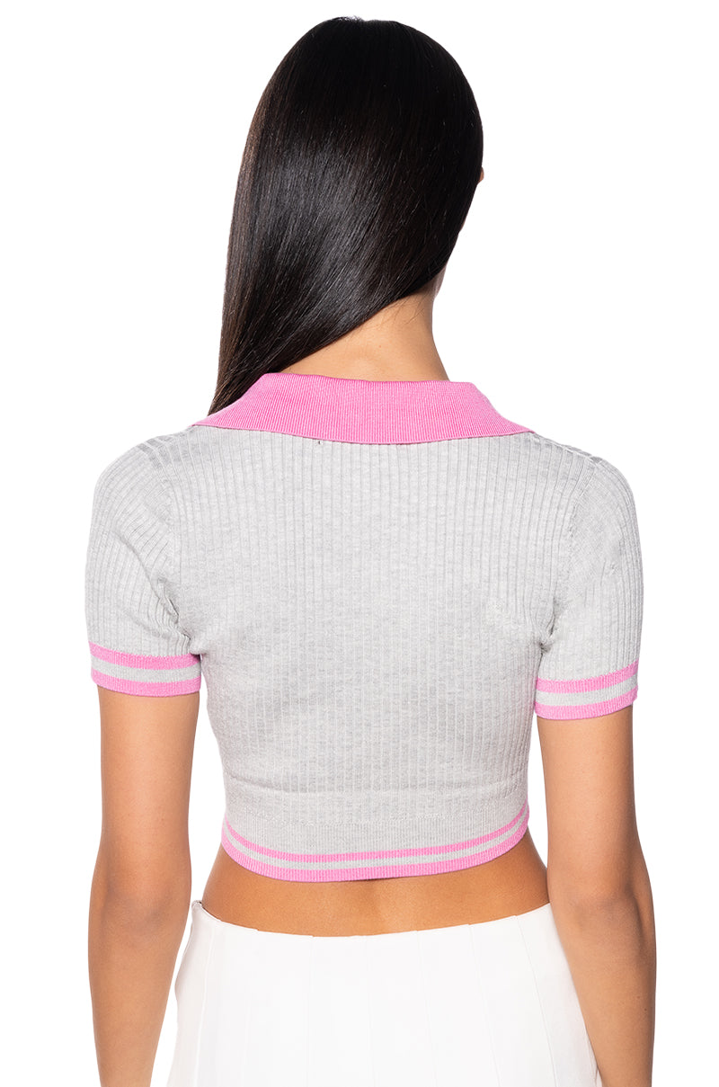 Full View Pretty Elite Cropped Knit Polo 4