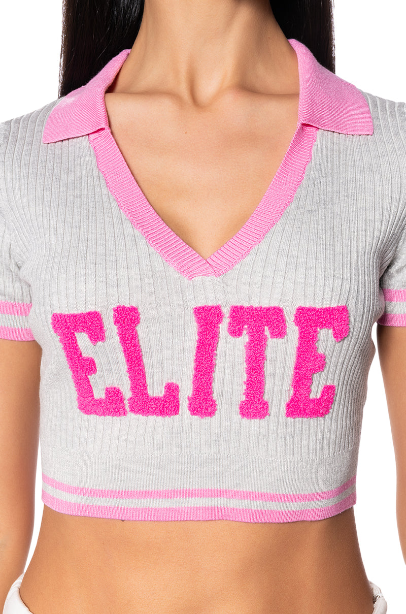 Extra View Pretty Elite Cropped Knit Polo 5