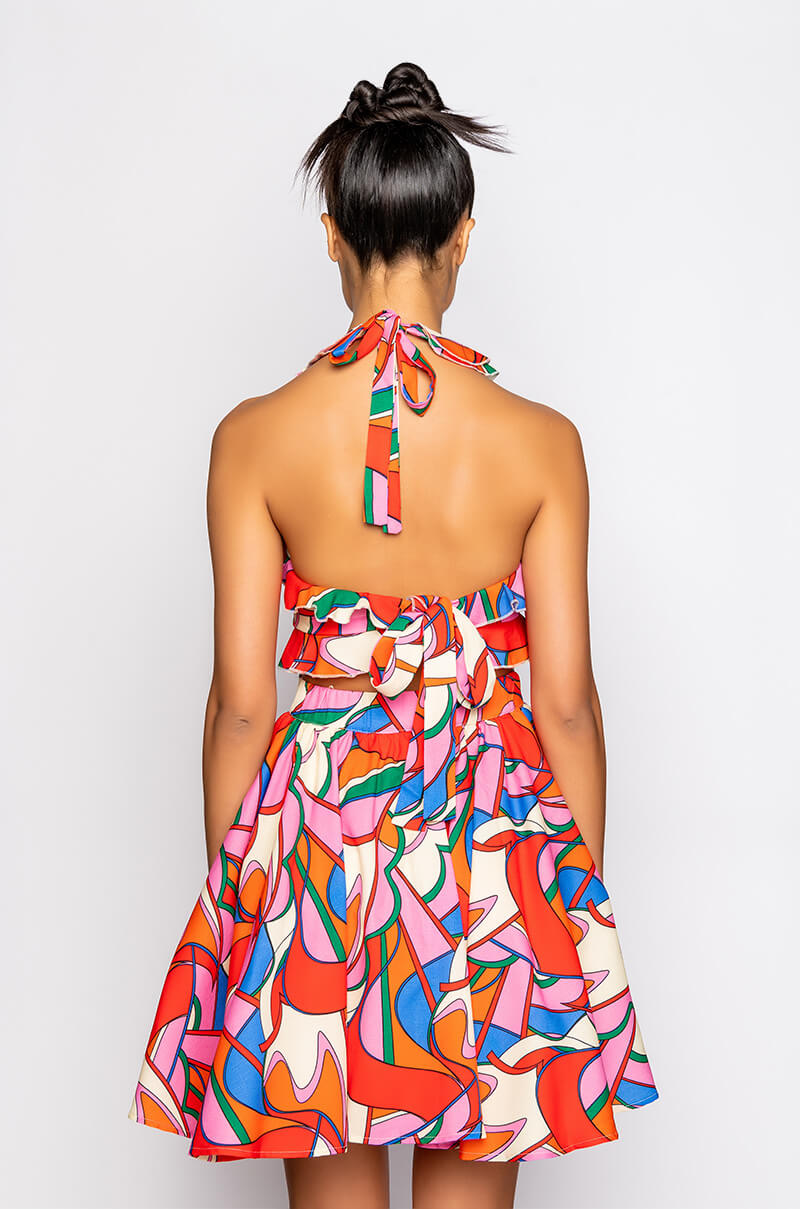 Full View Pretty Girl Looks Halter Mini Dress