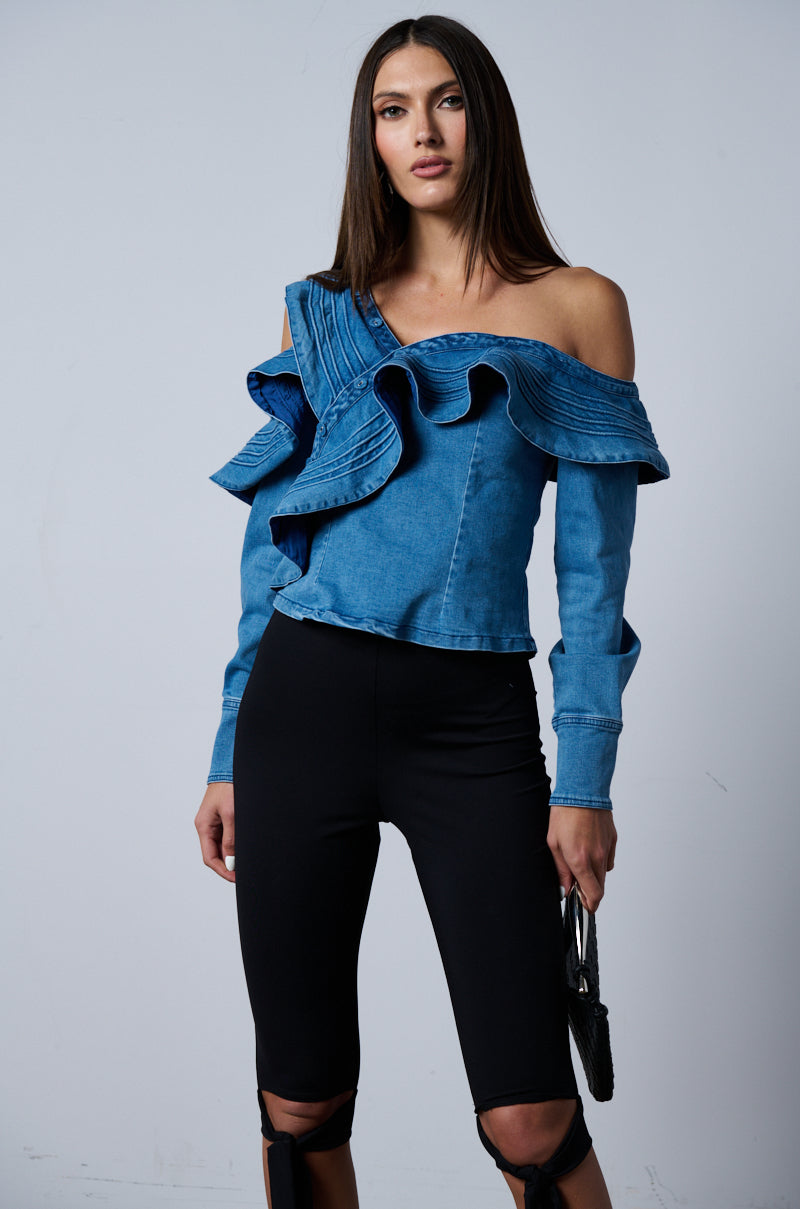 PRETTY GIRL PROBLEMS DENIM BLOUSE view 0