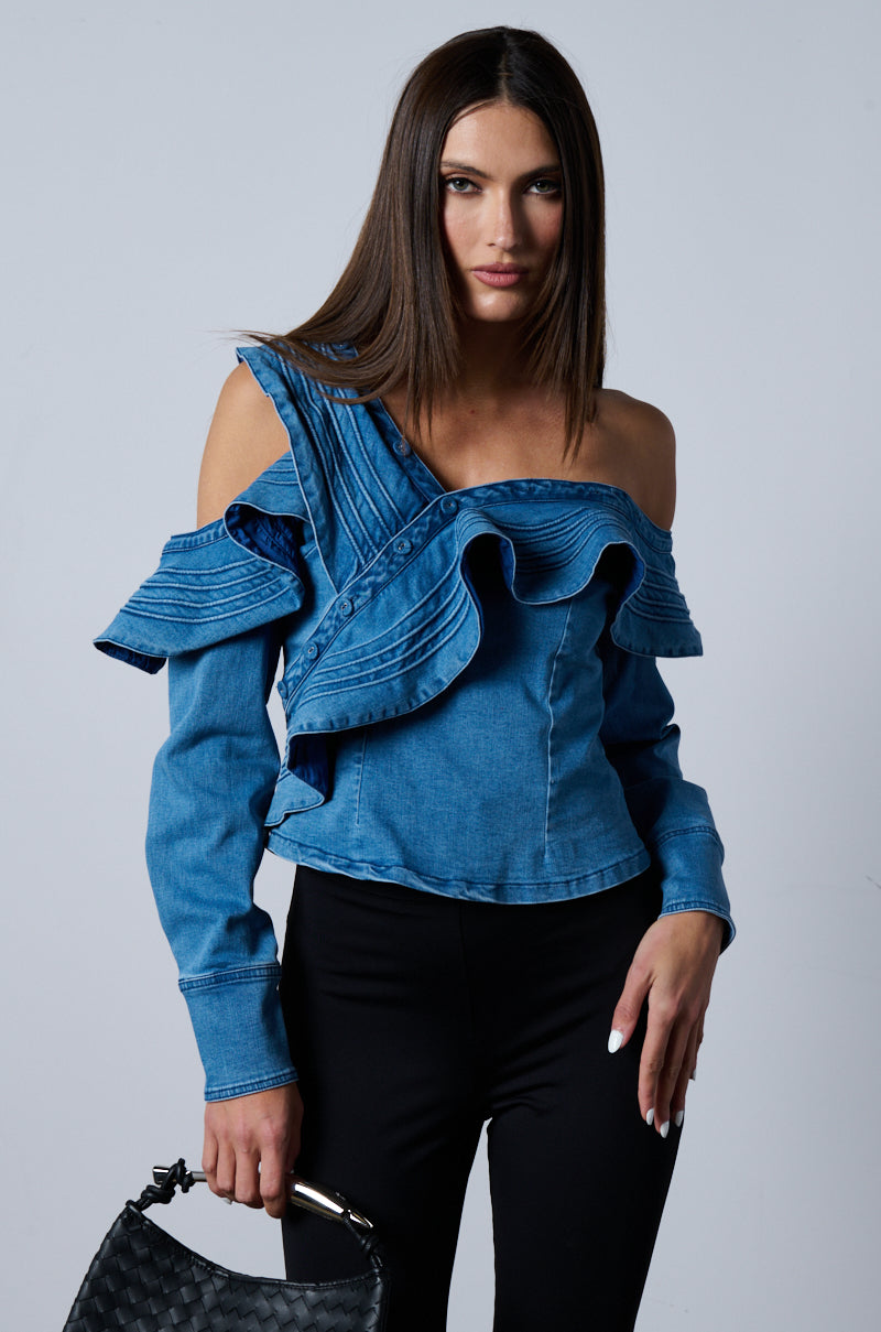 Side View Pretty Girl Problems Denim Blouse