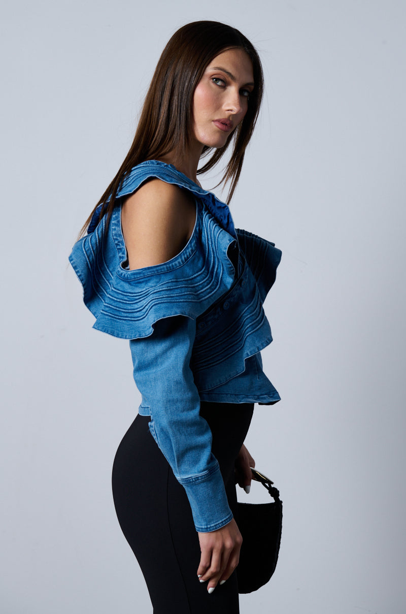 Detail View Pretty Girl Problems Denim Blouse