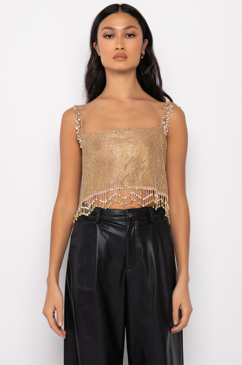 PRETTY HURTS CHAINMAIL RHINESTON CROP TOP – AKIRA