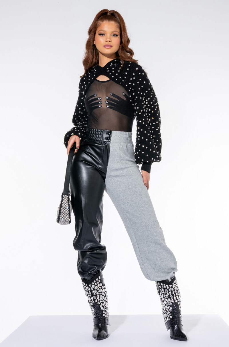 Back View Pretty Hurts Embellished Hooded Ultra Crop Sweater