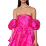 Front View Pretty In Pink Brocade Mini Dress