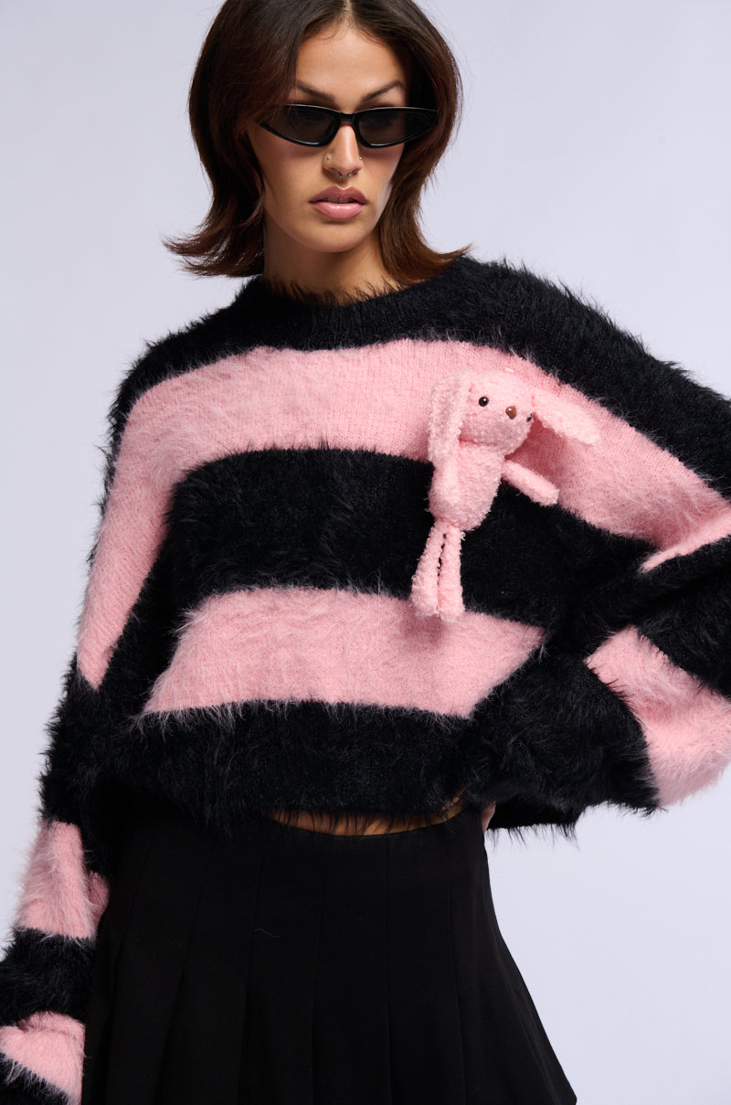 Detail View Pretty In Pink Fuzzy Sweater