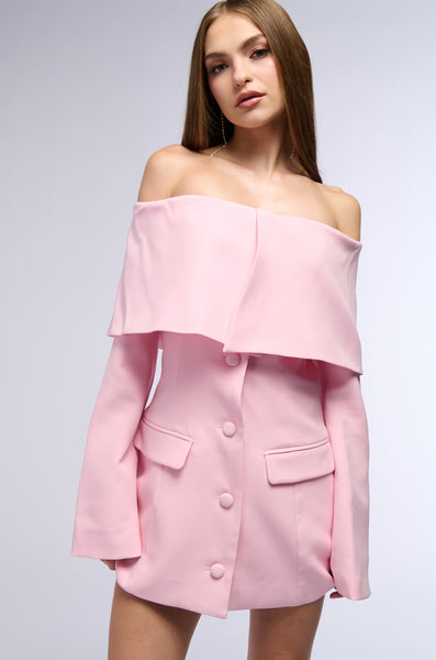 off shoulder blazer dress PRETTY IN PINK THE – AKIRA fabric_color_zebra How To Wear A Chic Bardot neckline for Size:X-Large (14)