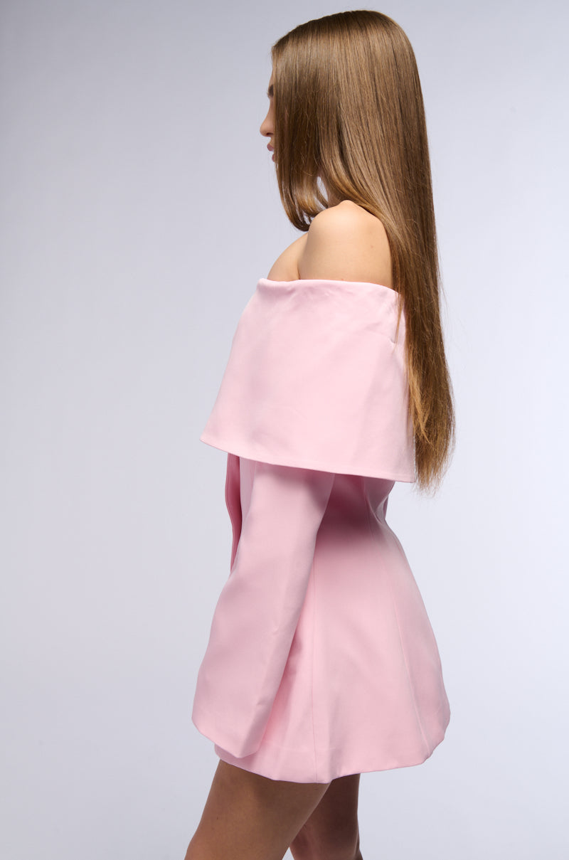 Detail View Pretty In Pink Off The Shoulder Blazer Dress