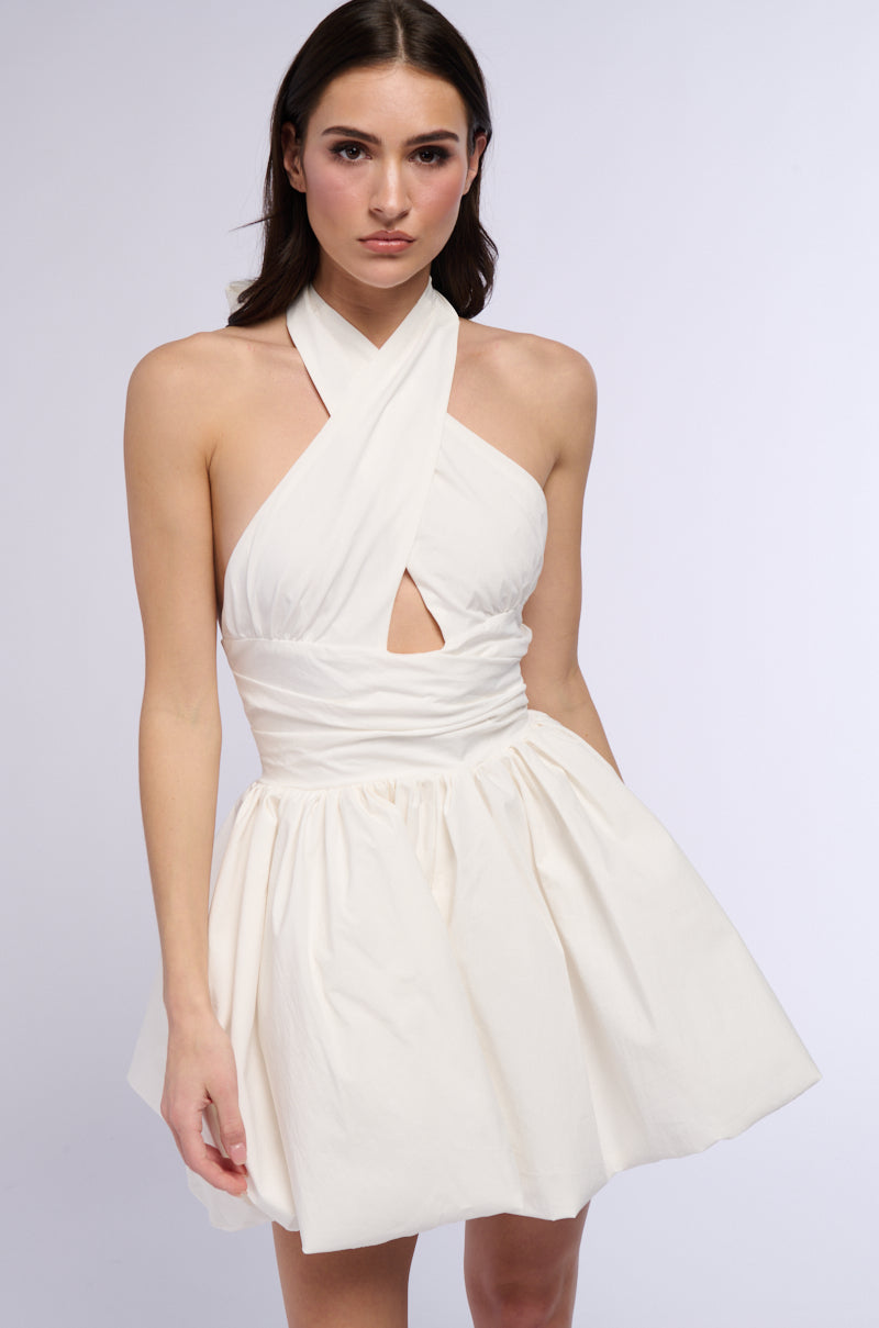 Front View Pretty In Poplin Strappy Mini Dress