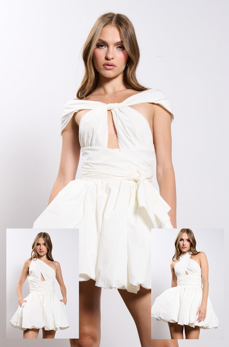 Front View Pretty In Poplin Strappy Mini Dress