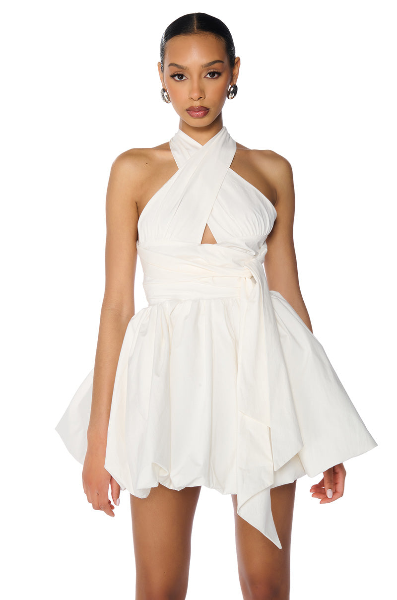 Front View Pretty In Poplin Strappy Mini Dress