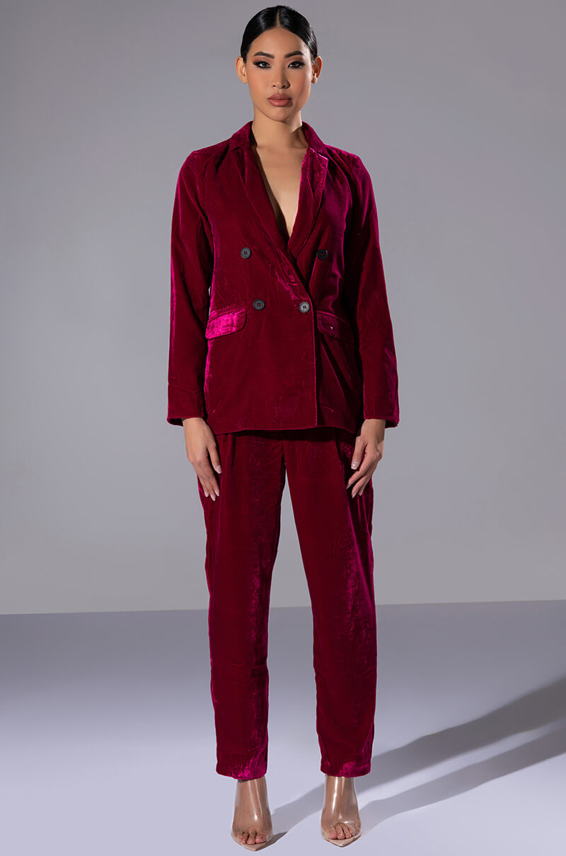Side View Pretty In Velvet Trouser