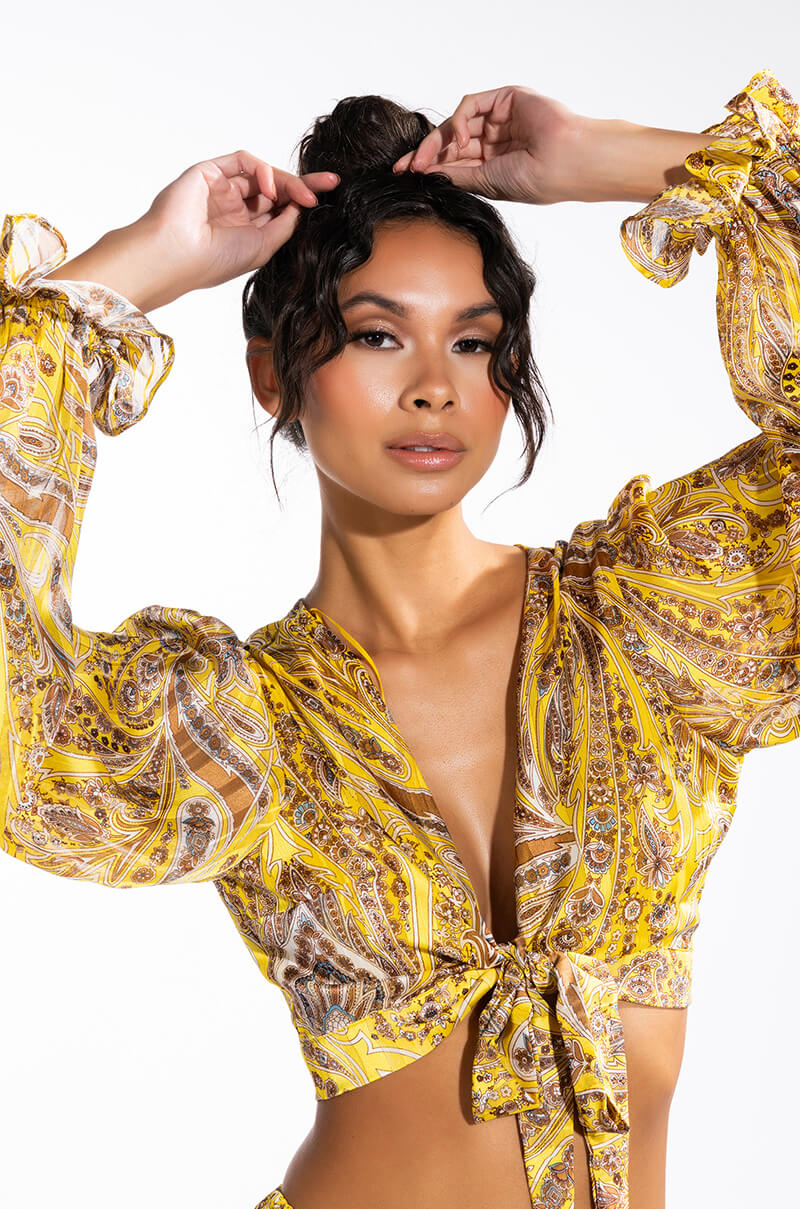 Front View Pretty Me Tie Front Blouse