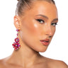 Front View Pretty Please Embellished Statement Earrings In Pink