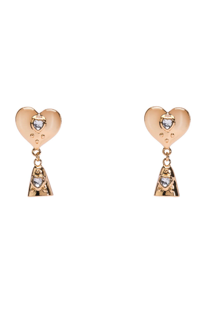 Side View Pretty Thoughts Embellished Heart Dangle Earrings