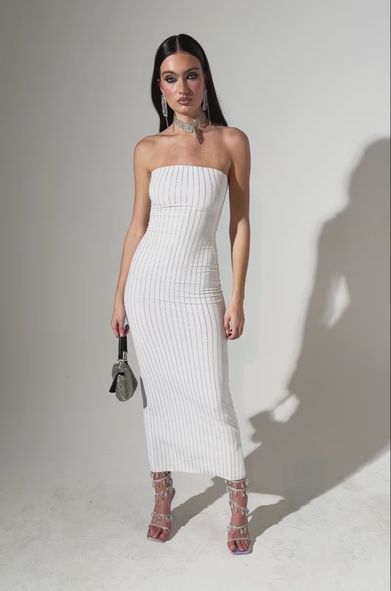seamless midi dress NEVER BASIC SEAMLESS MIDI DRESS WITH RHINESTONES – AKIRA