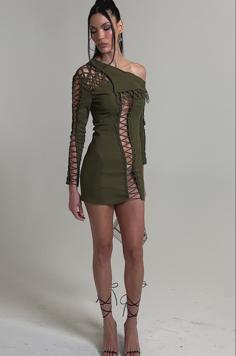 LACED UP MINI DRESS  AKIRA