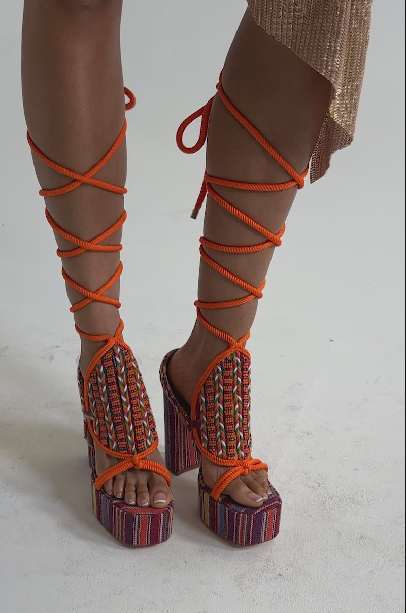 AKIRA GOLD KALINA MULTI CHUNKY BEADED SANDAL