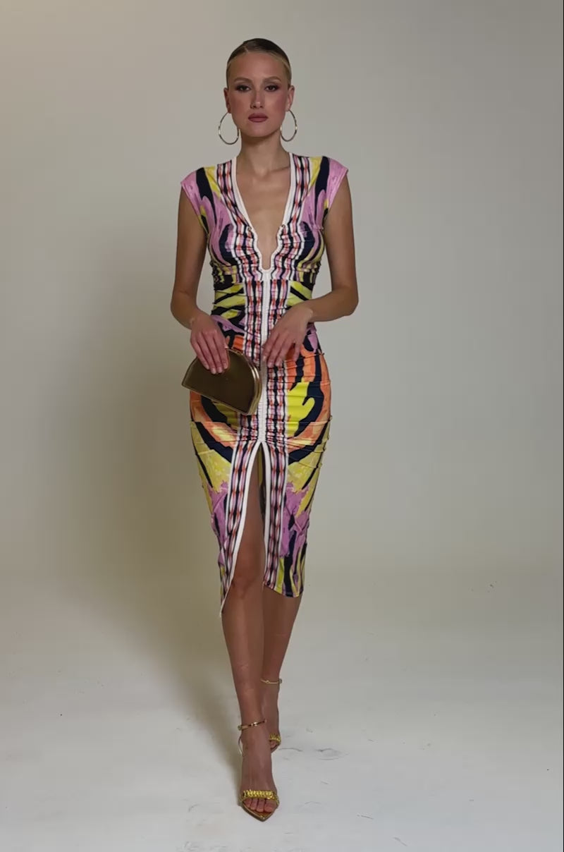 MARIA PRINTED MIDI DRESS – AKIRA