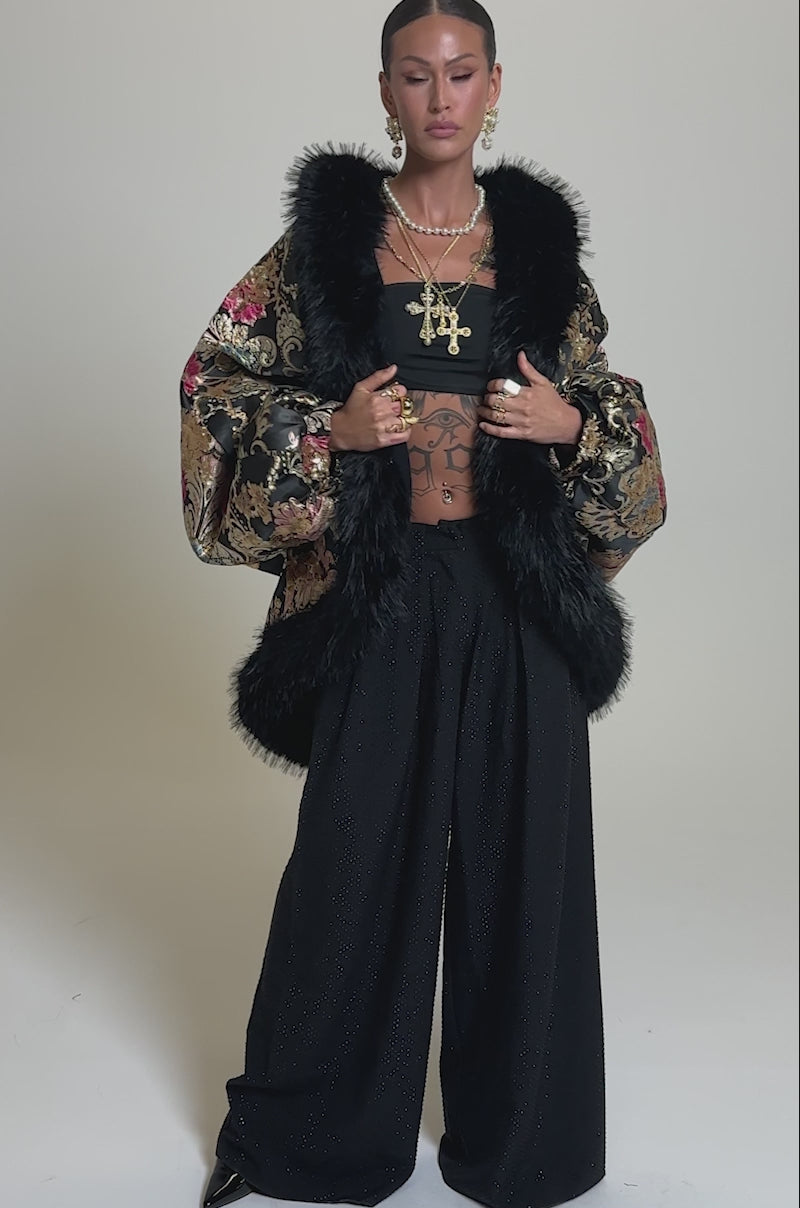 LOLA COCOON COAT IN BROCADE – AKIRA