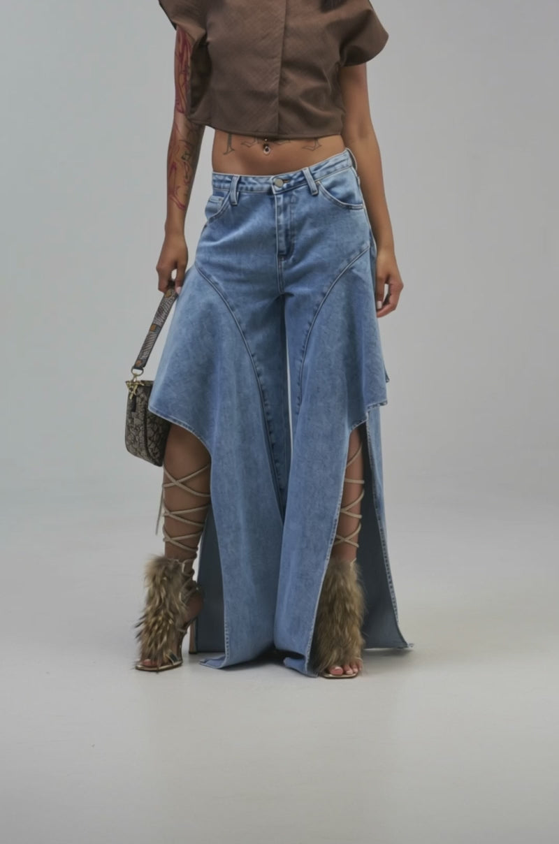 Video of a woman modeling the CHECK IT OUT RELAXED DENIM.