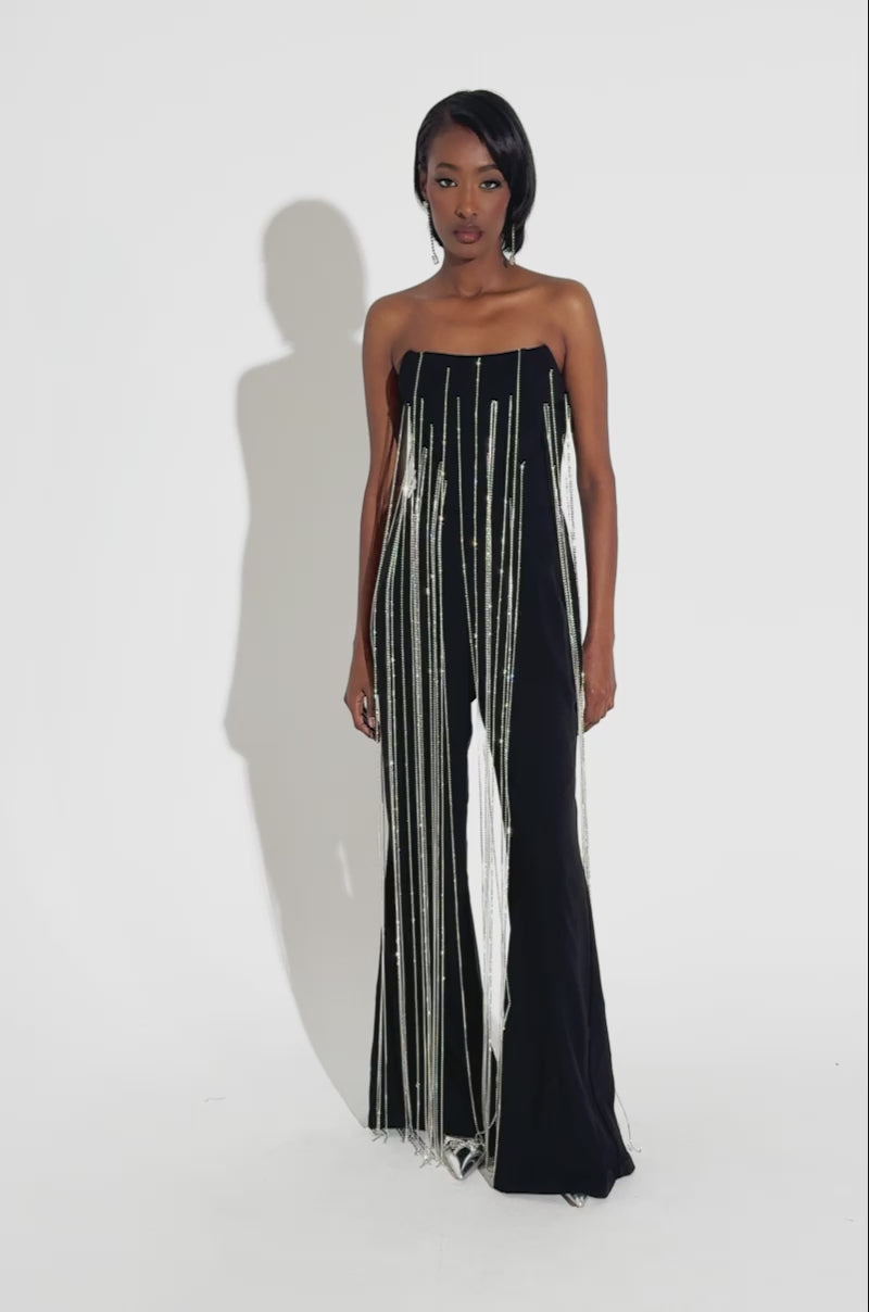 DANCING THE NIGHT AWAY WOVEN RHINESTONE JUMPSUIT – AKIRA