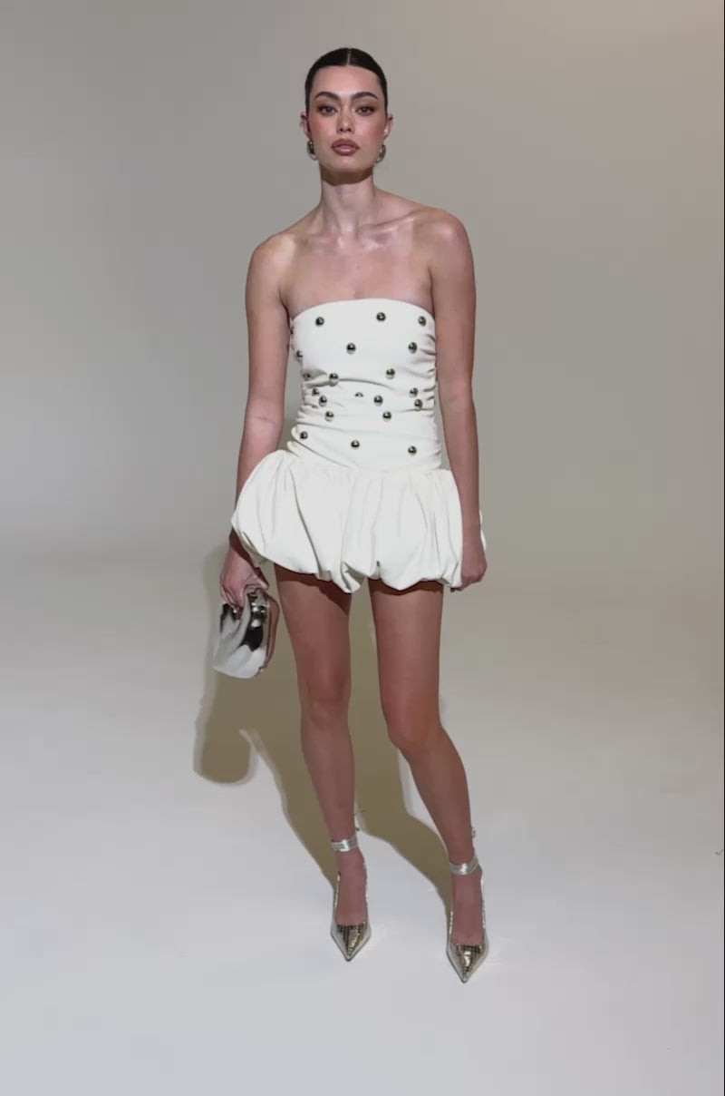 ILLUSION PU MINI DRESS WITH METAL DETAILS – AKIRA