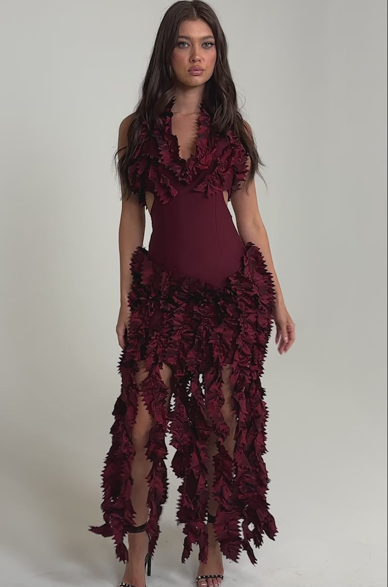 AKIRA Best Dressed Flocked Maxi Dress