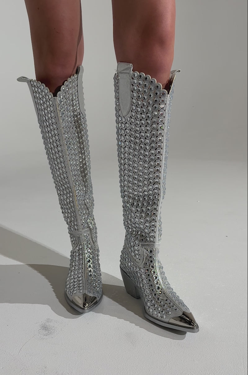AZALEA WANG RUVIN SILVER WESTERN BOOT – AKIRA