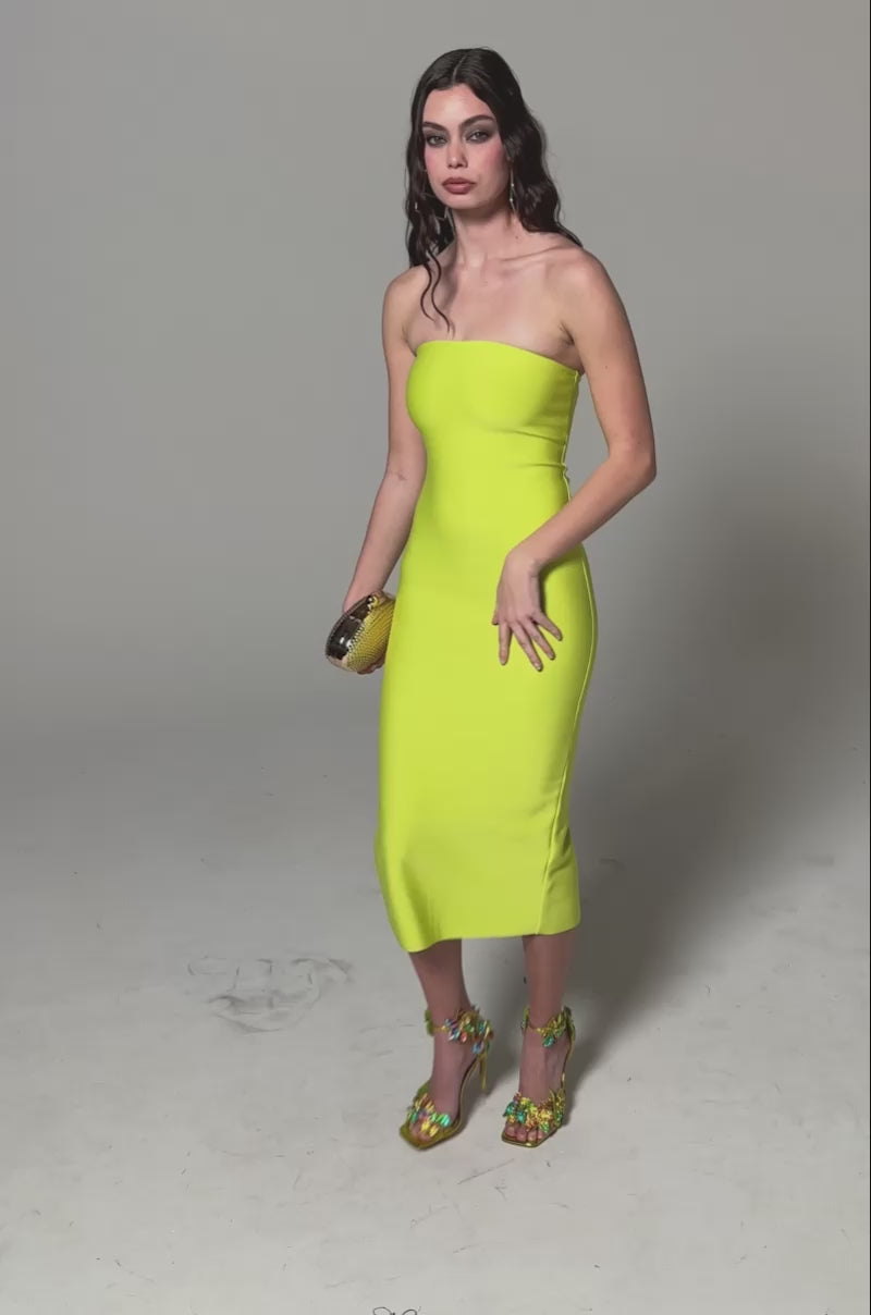 knee length dresses for ladies Silk Billowy Sleeve Midi Wrap Dress main image 1